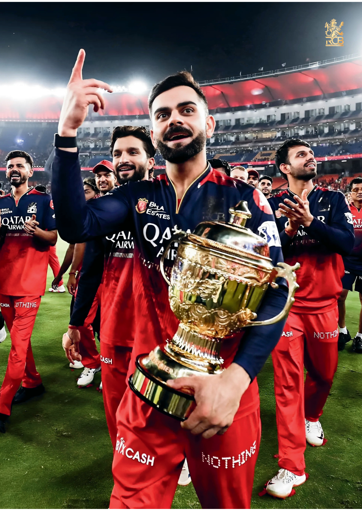 Champions Rise | Trophy Lift Cricket Metal Poster