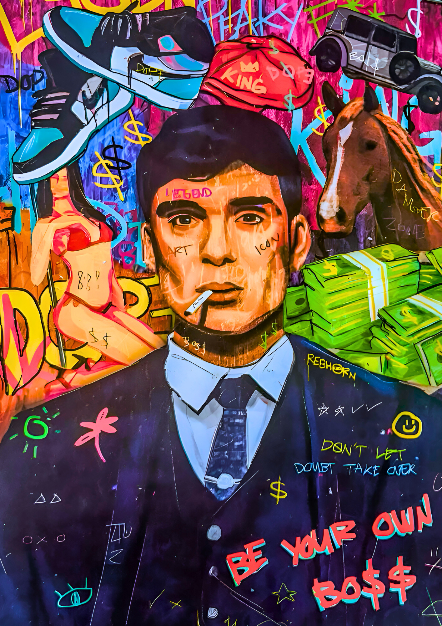 BE YOUR OWN BOSS | Street King Graffiti Metal Poster